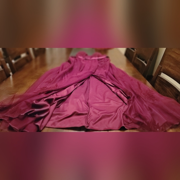 GALINA SIGNATURE || Burgandy Wine Half Wrap Formal Gown - Women's Sz 14 - Picture 10 of 16